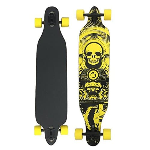 NEXPro Professional 41" x 9.5" Longboard Cruiser Through downhill Speed Complete Maple Skateboard Yellow/Black Skeleton SB3