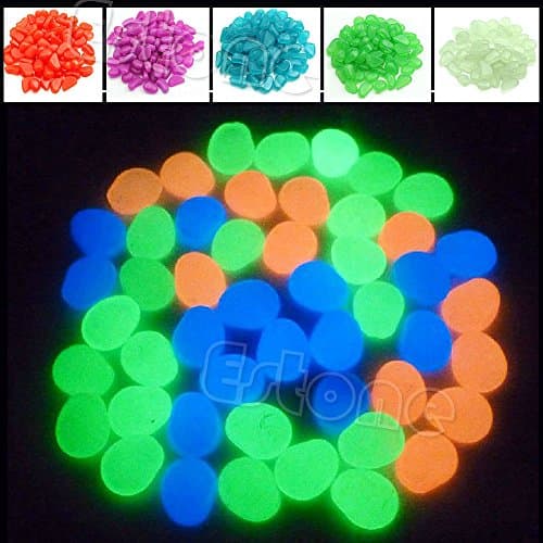 New Multi-Color 100Pcs Glow In The Dark Stones Pebbles Rock For Aquarium Fish Tank Garden D?cor Set040