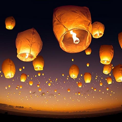 Mini sunshine® Chinese Paper Wish Sky Lanterns 20 Pack Various Colors (Purple )