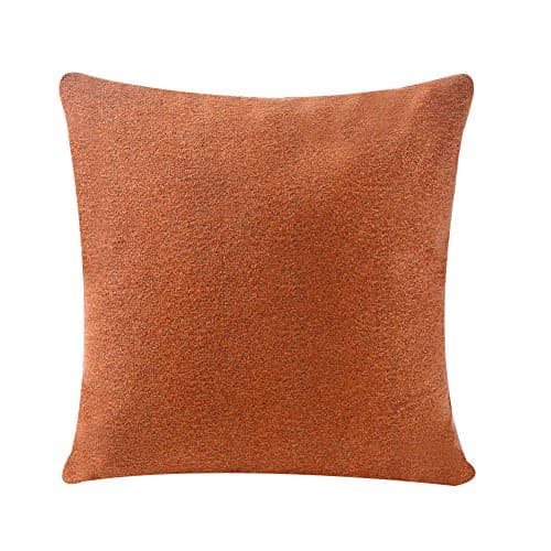 WFLOSUNVE Chenille Pillow Cover Square Decorative Throw Pillow Case Cushion Cover with Hidden Zipper for Couch and Sofa 18x18 Inch, No Pillow Insert (Orange)