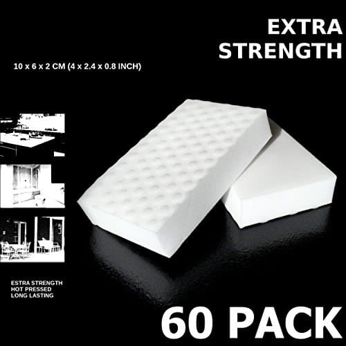 EXTRA STRENGTH Value Deal, MAGIC SPONGE CLEANERS ERASER PADS - WHITE - ALL PURPOSE - LONG LASTING (60 XS Eraser Pack)