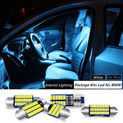 IRONSKY 18pc BMW X Series X5 E70 Ice Blue/White LED Lights Interior Package Kit - Error Free (White)