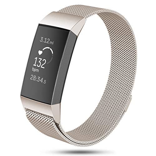 DEKER Milanese Bands Compatible for Fitbit Charge 3 and Charge 3 SE Advanced Fitness Tracker, Stainless Steel Metal Replacement Accessories Strap Wristbands Women Men Small Large