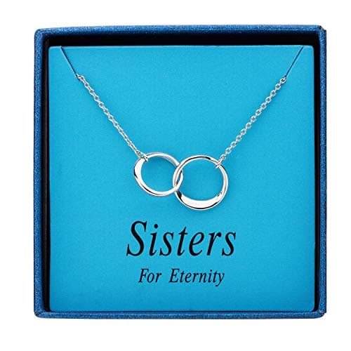 Augonfever Sisters for Eternity Necklace Linked Silver Round Circles Gift Necklace for Sisters