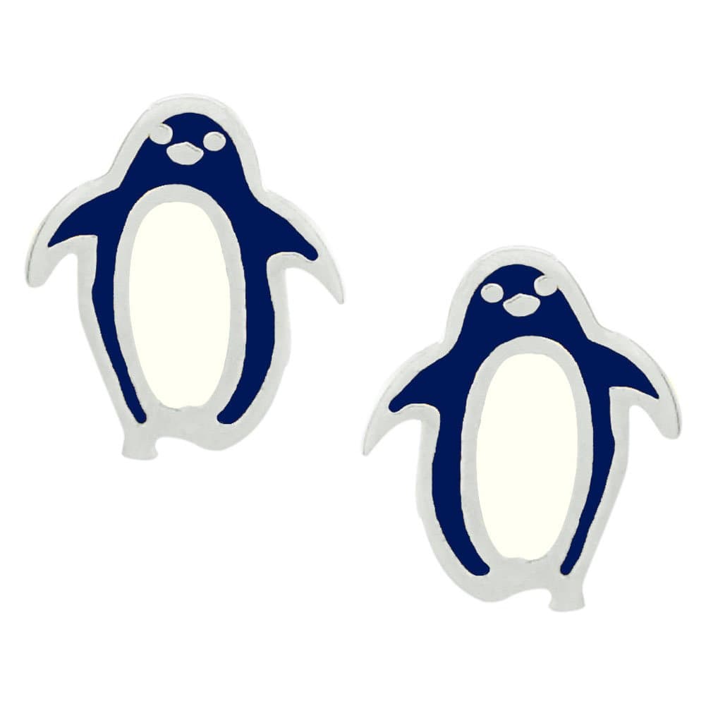 Leah And Kate Women's Mini Enamel Penguin Charm Stud Earrings