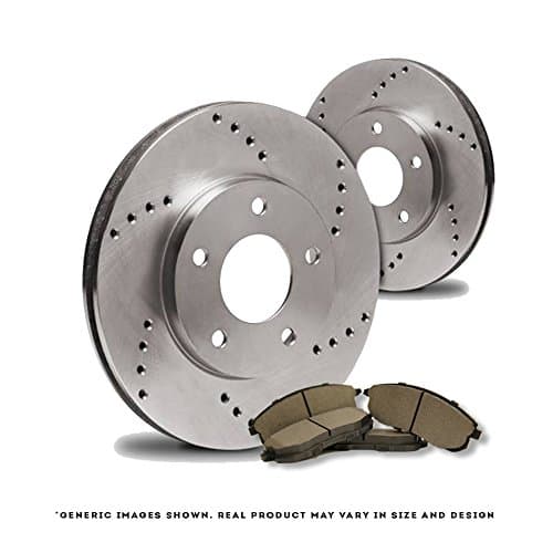 [Rear Kit][Ready-to-Install] 2 Cross Drill TOP-NOTCH Disc Brake Rotors + 4 Semi-Metallic Pads[Cooper][4lug]