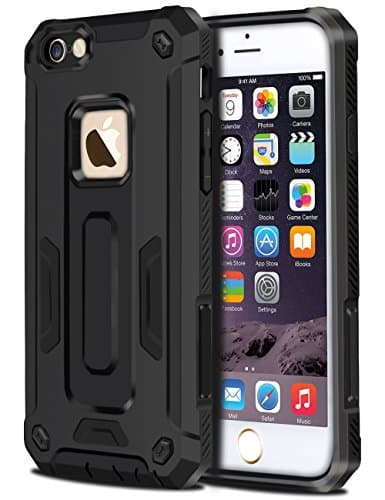 iPhone 6S Plus Case, HianDier Rugged Anti-slip Armor iPhone 6S Plus Protective Case Hard Shell Grip Rubber Bumper Impact Resistant Drop Protection Cover for iPhone 6 Plus /6S Plus 5.5'' - Black