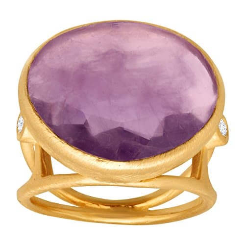 Piara 8 7/8 ct Natural Amethyst Ring with Diamonds in 18K Gold-Plated Sterling Silver Size 7