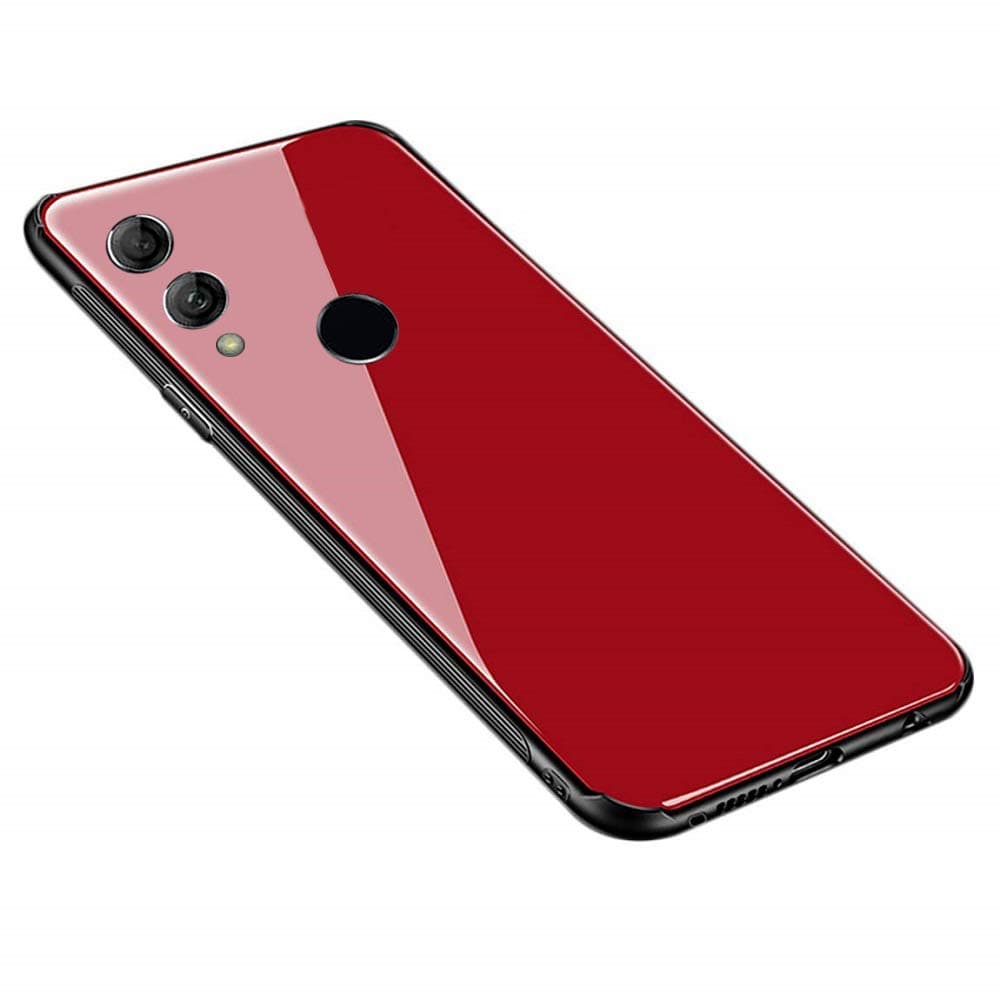 BestTalk Honor 10 Lite Case,Tempered Glass Back Case, BestTalk Slim Fashion Hard Glass Back Cover Soft TPU Bumper Frame Anti-Fingerprints Protective Case for Honor 10 Lite (Red)