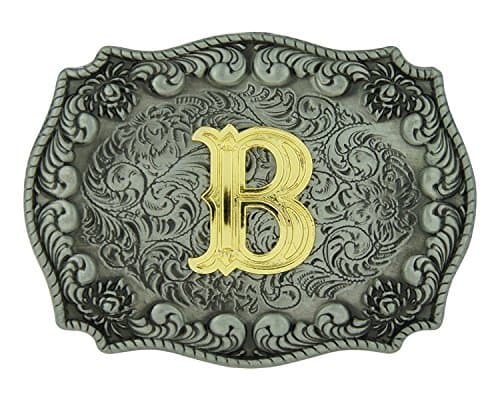 Western Style Belt Buckle Initial Gold Letters (B)