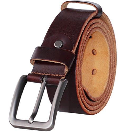 PAZARO Men's Super Soft Top Grain 100% Leather Belt Deep Brown Color
