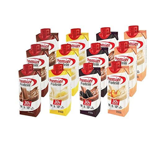 Premier Protein High Protein Shake, Chocolate, Bananas &amp; Cream, Cookies &amp; Cream, Peaches &amp; Cream (11 fl. oz., 12 pack)