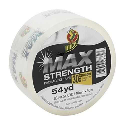 Bulk Packaging Tape, Max Strength, 1.88in x 54.6yd: Duck Brand 241508 (90 Packing Tape Rolls)