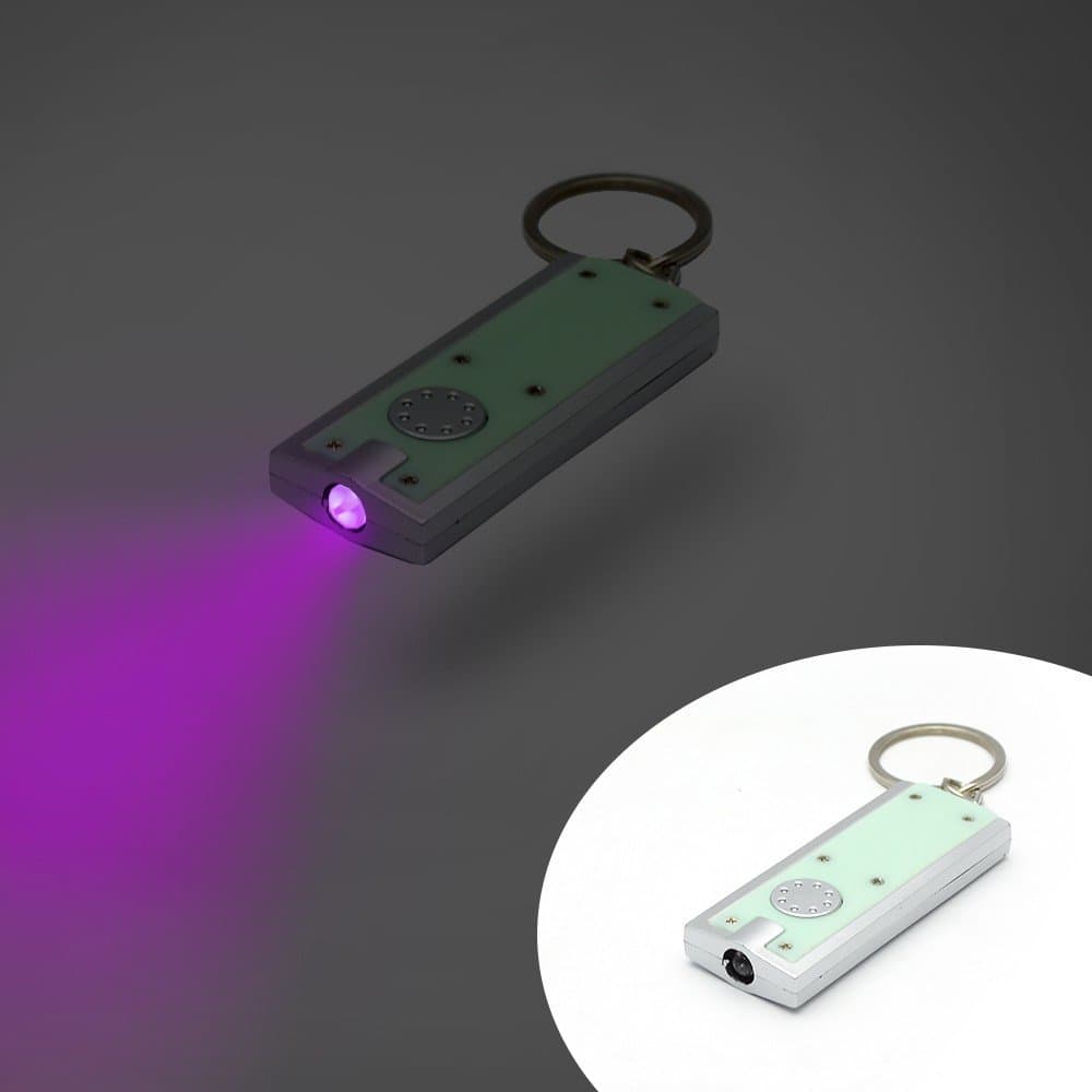Blacklight Flat key ring 1 led flashlight, UV light 385 Nm, money detector