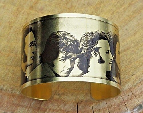 Beatles Theme Image Cuff Brass Bangle Bracelet Handmade Adjustable