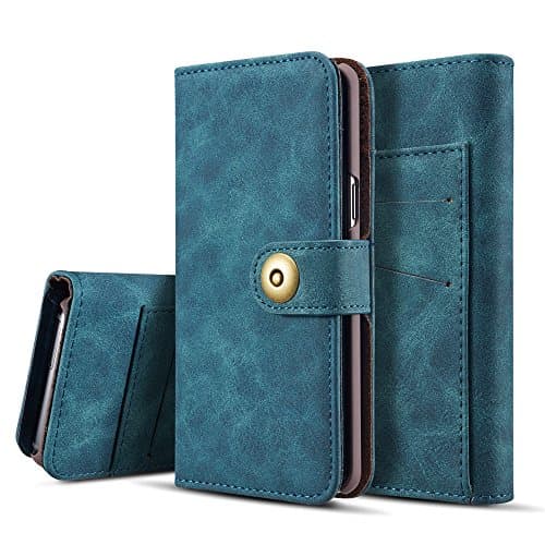 Galaxy S9 Plus Case, Vintage 2 in 1 [Magnetic Detachable] Flip Folio Wallet PU Leather Cases Removable Retro [4 Card Slots] Protective Bag Cover with Card Holder for Samsung Galaxy S9 Plus - Blue