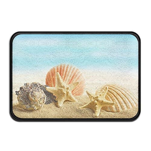 Beach Collection,Blue Sky Tropical Seashell Conch Starfish Beach Ocean Bath Mat - 1 Piece Memory Foam Shower Spa Rug Bathroom Kitchen Floor Carpet Home Decor With Non Slip Backing 24in x 16in