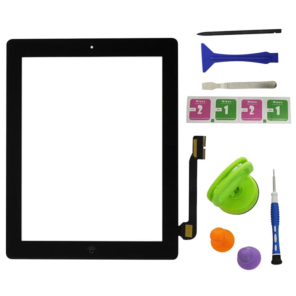 Allfix Touch Screen Display Digitizer Complete Assembly for Apple iPad 3 3rd Generation A1416 A1403 A1430 + Home Button Menu ,Adhesive and Tools Black