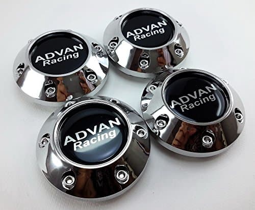 Center Wheel Hub Caps Cup Silver Chrome Cover Logo Advan racing Size 60mm. 4pcs.