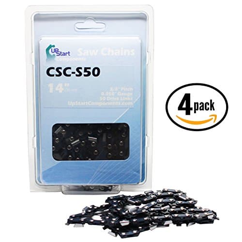 UpStart Components 4-Pack 14" Semi Chisel Saw Chain for McCulloch Electramac 14ES Chainsaws - (14 inch, 3/8" Low Profile Pitch, 0.050" Gauge, 50 Drive Links, CSC-S50)
