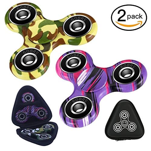 2 Pack of Hand Fidget Spinners, Smooth &amp; Quiet &amp; Fast &amp; Balanced Ceramic Bearing and Durable Fidget Spinner, Passed Drop Test. (Camouflage Green and Gradually Purple)