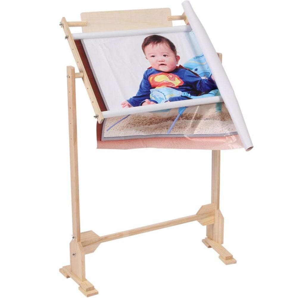 IMSHI Adjustable Wooden Standing Leg Embroidery Frame Solid Wood Cross Stitch Rack - Adjustable Lap & Table Stand with Scroll Frame