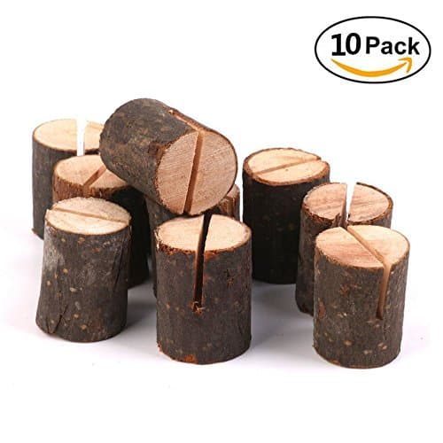 Rustic Wood Table Numbers Holder Party Wedding Table Name Card Holder Wood Place Card Holder Memo Note Card Holder Table Menu Holder Photo Picutre Holder (10 Pcs)