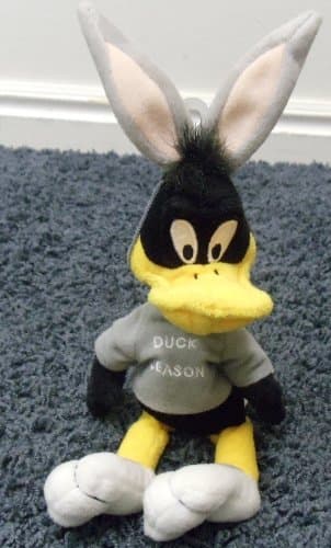 Warner Brothers Bugs Bunny Nemesis Daffy Duck 9 Inch Plush Bean Bag Doll Dressed as Bugs Bunny with a Shirt Saying “Duck Season”