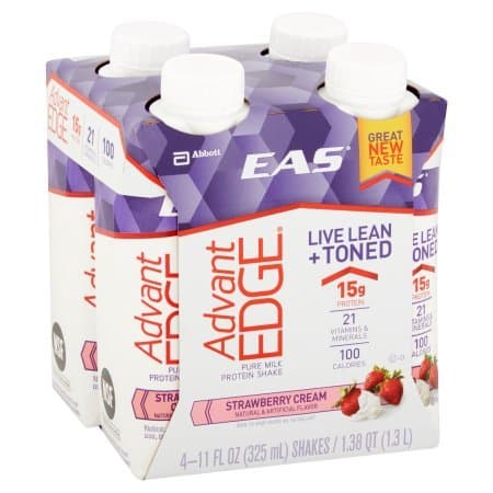 EAS AdvantEDGE Carb Control Ready-to-Drink Shake, Strawberry Cream, 11 fl oz (Pack of 4)