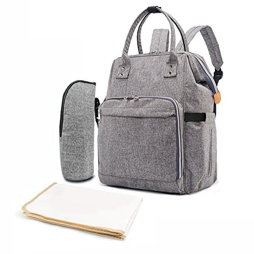 Diaper Bag Backpack Nappy Travel Bags Mommy Multi-Function Waterproof Fashion Handbag for Baby Care, Large Capacity, Stylish and Durable, Mom Bag (Grey)