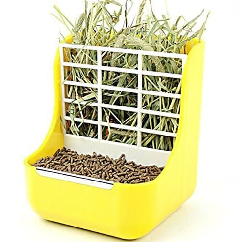 Misyue Click Image to Open expanded View Hay for Bunnies Small Animal Supplies Plastic Pet Rabbit/Chinchillas 2 in 1 Feeder Bowls Double use for Grass/Food