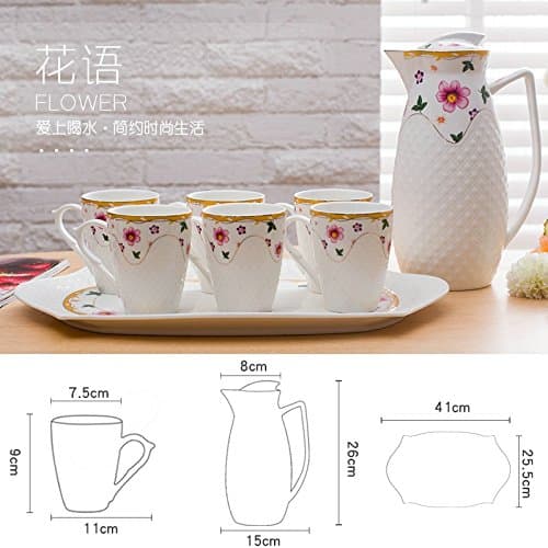 RIBLDG Hot And Cold Water Kettle Set Household Ceramic Coffee Cup European Cup Relief Guci Phnom Penh,D,Tea Service,Coffee Set