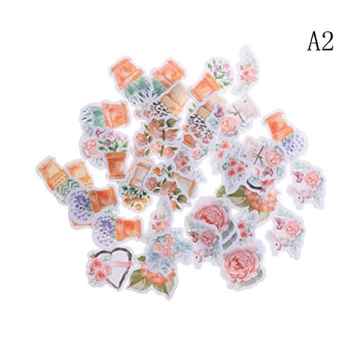 Wetrys 45 Pcs/Pack Various Special Shaped Stickers Flower Series Decals for Personalize Laptops,Skateboards,Luggage,Cars,Bumpers,Bikes,Bicycles,Books