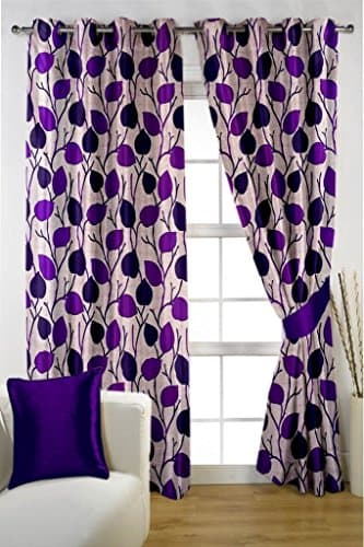 PVR Fashion 2 Piece Polyester Window Curtain - 5 ft, Purple and wine