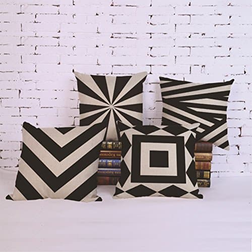 Throw Pillow Covers Cotton Linen Sofa Cushions Case Standard 18 x 18 for Couch Set of 4