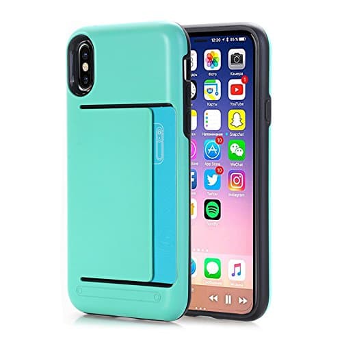 Phocas Minimalist Hard Back Case Wallet, Card-Holder Designed for iPhone X/iPhone 10 (Seafoam)