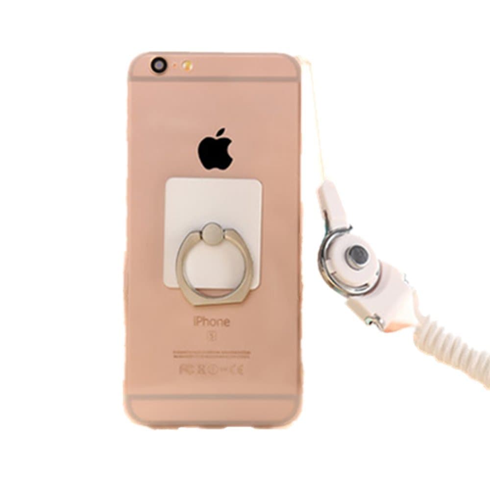 Anti-drop Protection Shell Case with Adjustable Detachable Neck Lanyard Hanging Neck Strap Lanyard and Ring Holder for Iphone (White for iPhone 7)