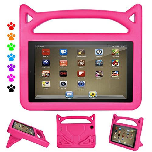 Huaup Case for All-New Fire HD 8 2017/Fire HD 8 2016 - Light Weight Shock Proof Handle Friendly Convertible Stand Kids Case for Amazon Fire HD 8 (7th 2017/6th 2016) 8" Tablet (Fire HD 8, Pink)