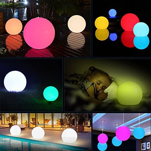Tker Solar Light Ball Waterproof Floating 16RGB Solar Power Light 5-inch LED Color-changing with Remote Control Great for Night Light Party Pool Patio Ambient &amp; Decorative Lighting