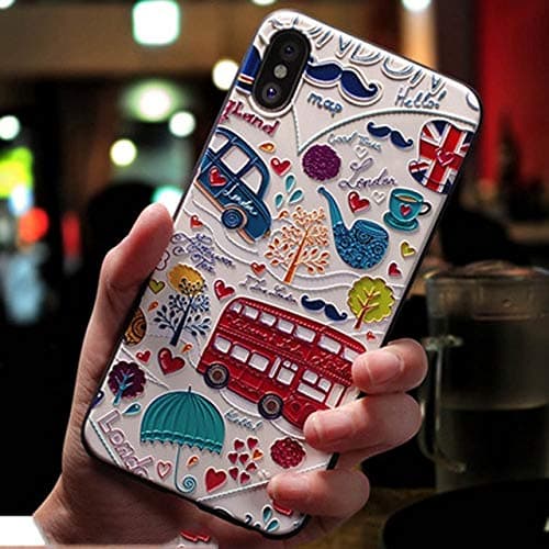 OTADO Cute 3D Emboss Cartoon Patterned Phone Case for iPhone X 8 7 6 6S Plus Cases Soft Silicone Cover for iPhone 5 5s SE Coque