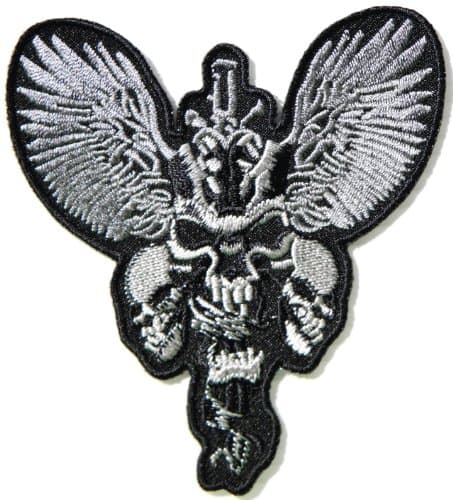 Skull Ghost Sword Devil Wings Biker Lady Rider Hippie Punk Rock Heavy Metal Tatoo Jacket T-shirt Patch Sew Iron on Embroidered Sign Badge