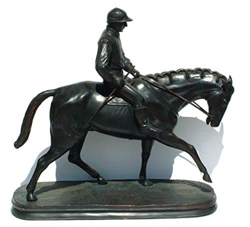 Large hand cast solid bronze horse and jockey derby winner figure CLT663