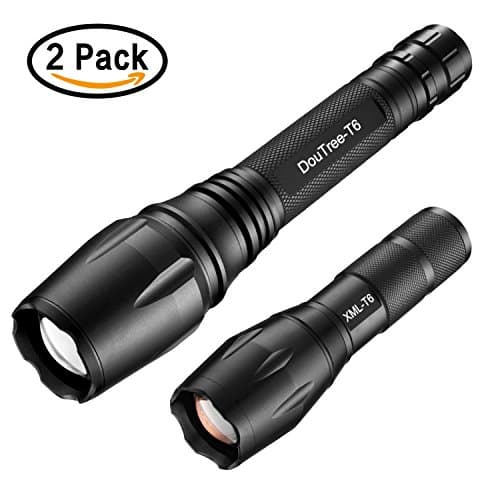 LED Flashlight 2 Pack, DOUMI 2018 12000 Lumen Water Resistant 18650 Torch Tactical Flashlight