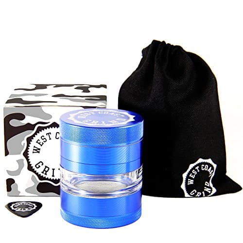 West Coast Grind Pollen Catcher, Electric Blue, 4 Piece