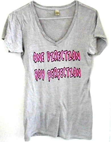 One Direction T-shirt Burnout Silver Gray w Pink Black Teen Women M, L (Medium)