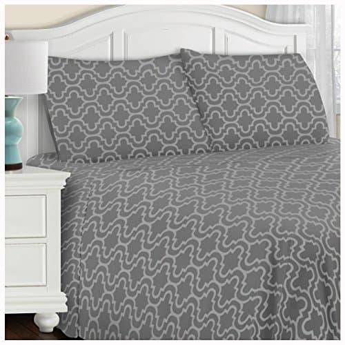 Superior FLASDPC TRGR, Cotton Envelope closure pillowcases, Standard, Grey Trellis, 2 Piece