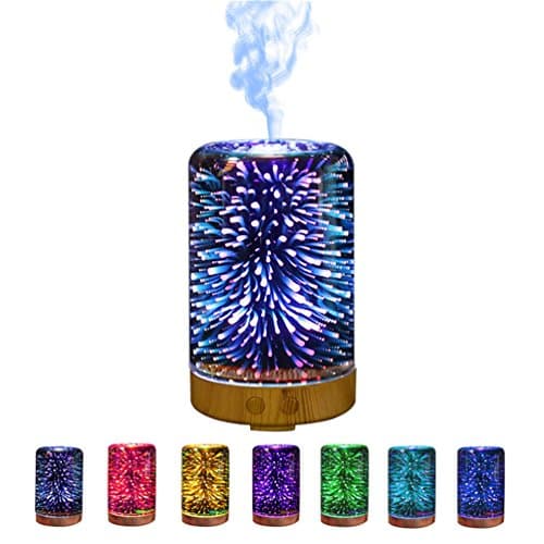 Haotfire Aromatherapy Oil Diffuser, Essential Oil Cool Mist Humidifier with 3D Multicolor Changing Starburst (C)