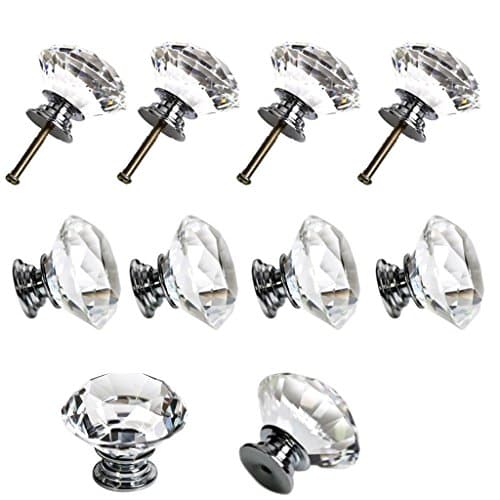 Cabinet Crystal Knob Door Handle Diamond Diameter 30mm Shaped Cupboard Handles Drawer Pulls Wardrobe Home Hardware,10 Pack