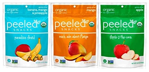 Peeled Organic Non-GMO Dried Fruit Snack Variety Bundle, (1) each: Banana/Mango/Pineapple, Mango, Apple - 2.8 Oz. Ea.USDA Organic