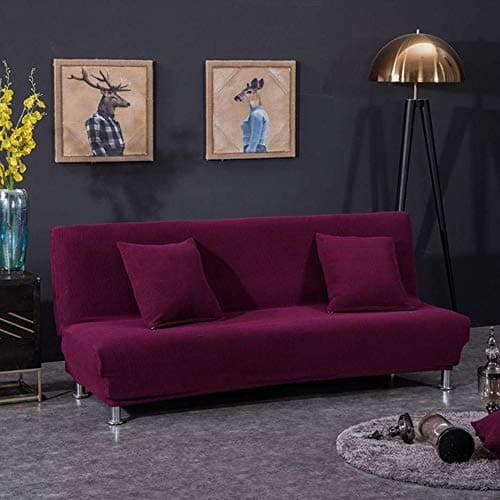Vdual Armless Sofa Cover,Polyester Spandex Stretch Futon Slipcover Protector,Armless sofa bed seat cover,Furniture Protector Without Armrests
